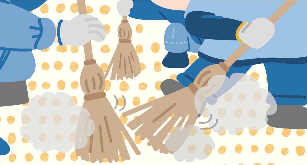 掃き掃除競争の画像